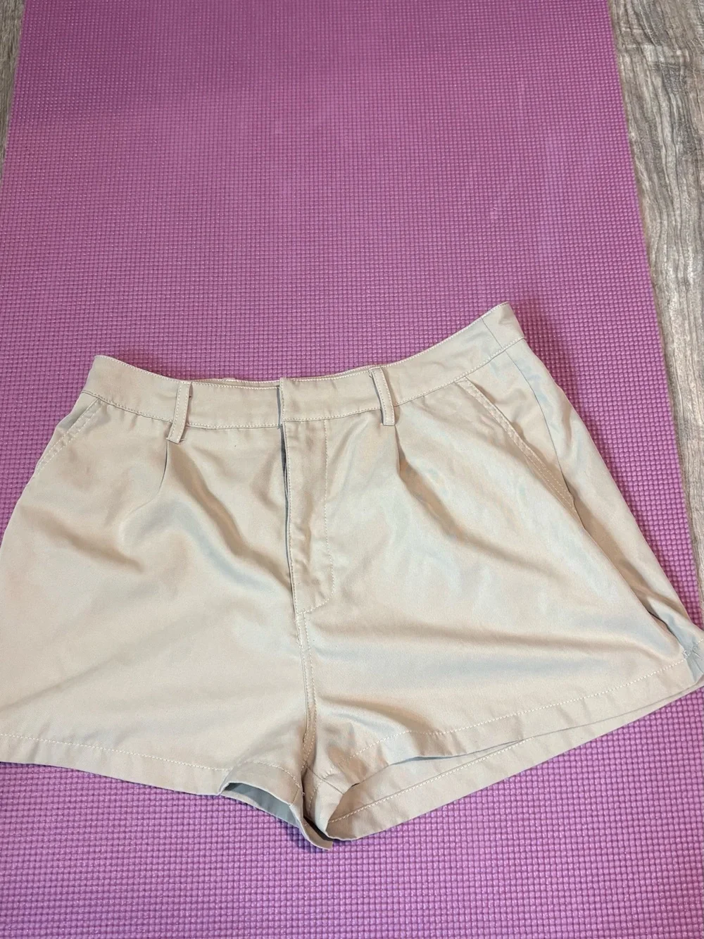 SHEIN Beige High-Rise Bermuda Shorts